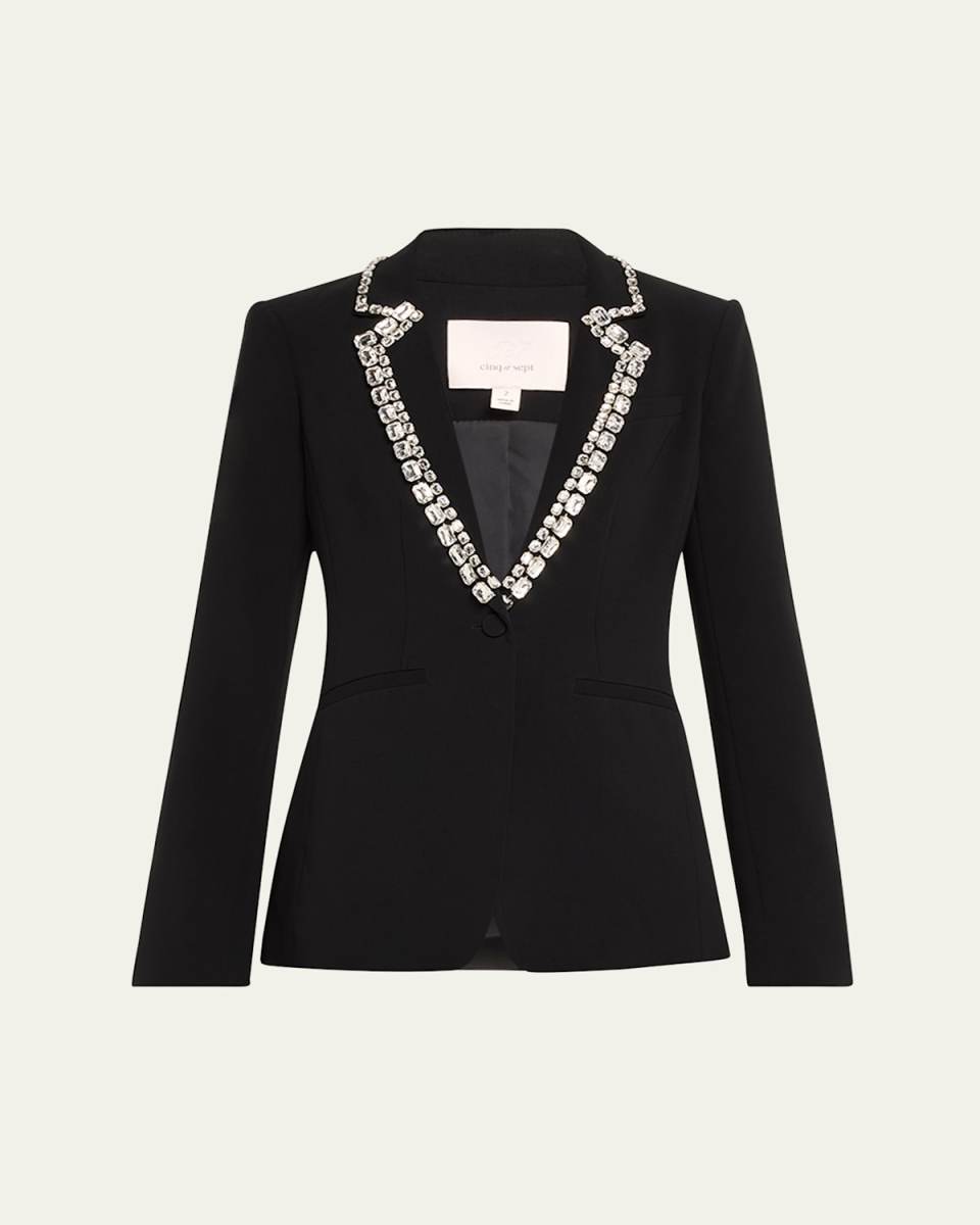 Rhinestone Chain Karlie Crepe Blazer